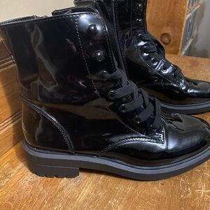 Black Patent Leather Combat Boots